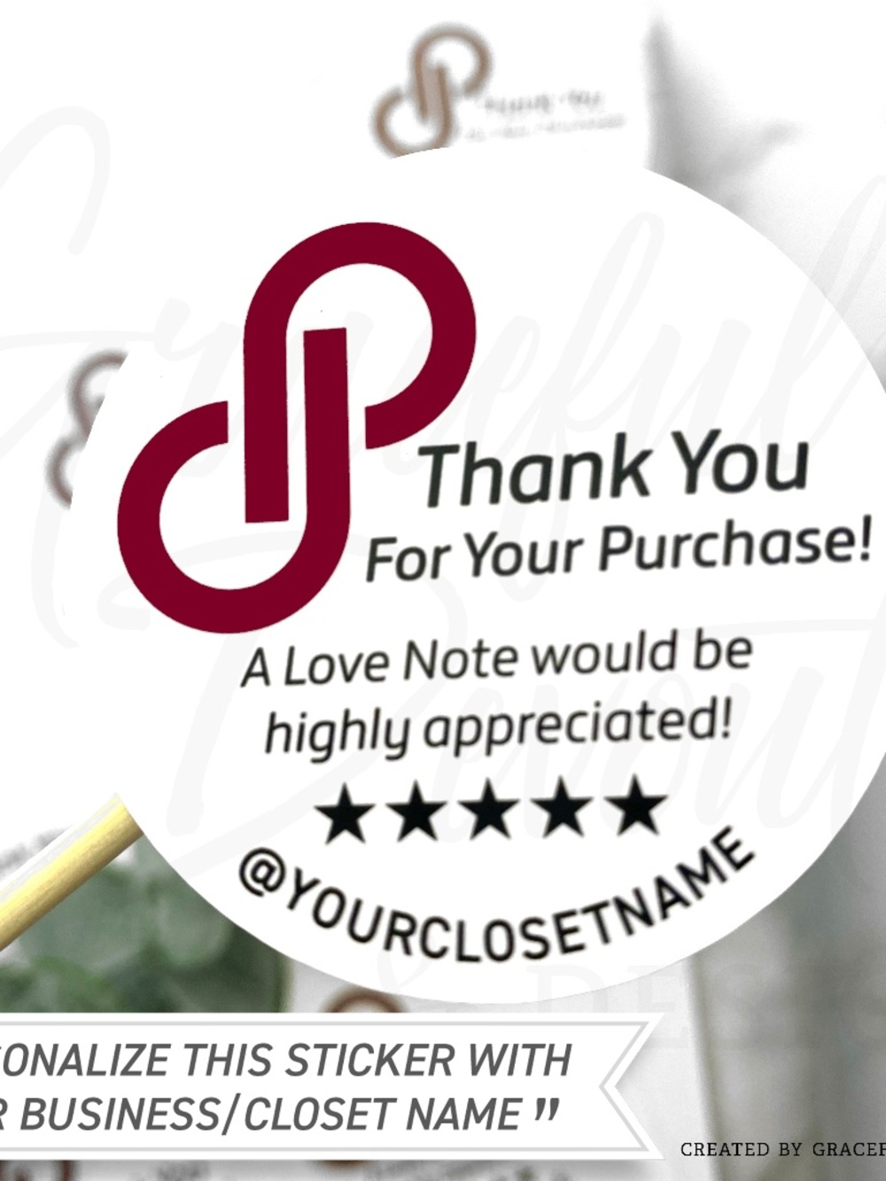 Poshmark -Thank You Round - 2" (inches) (48ct.) Stickers - Picture 3 of 6